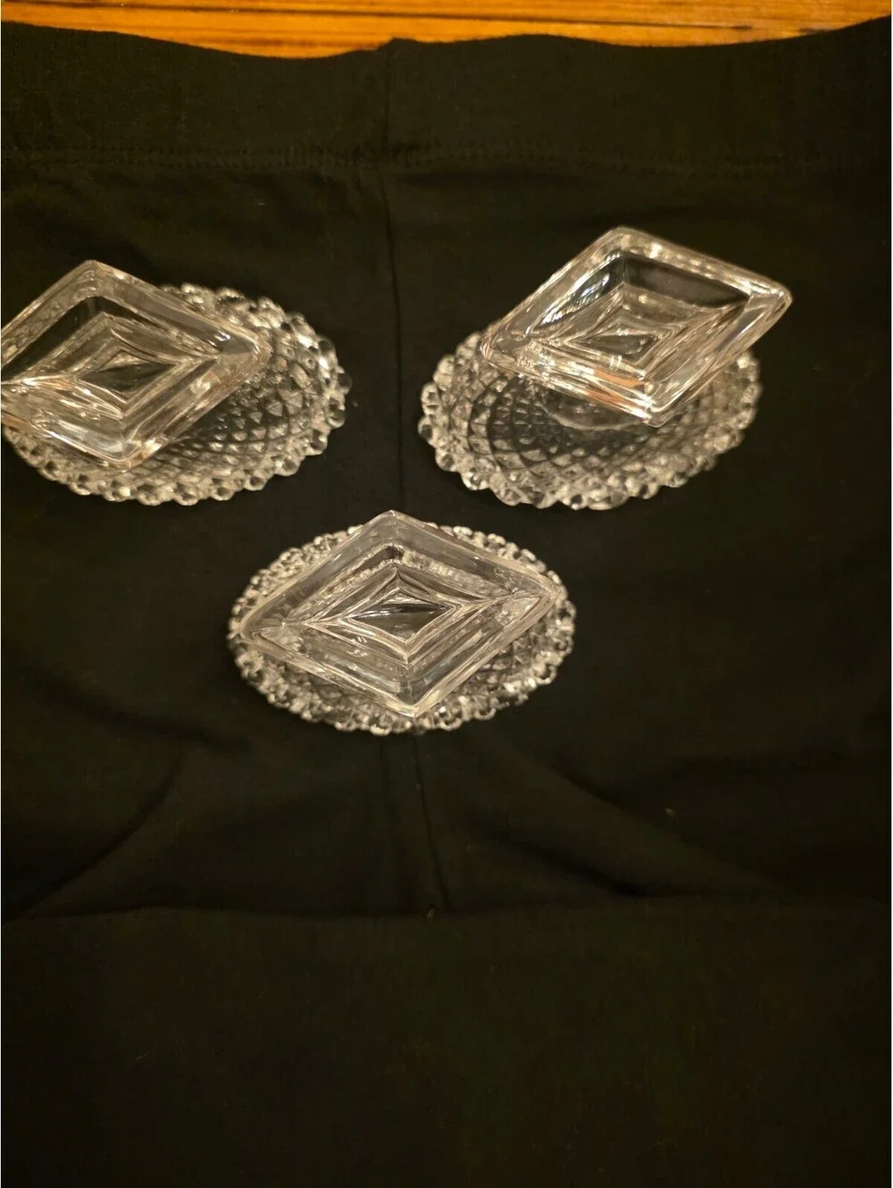 Set of 3 Vintage Clear Glass westmoreland salt sellers